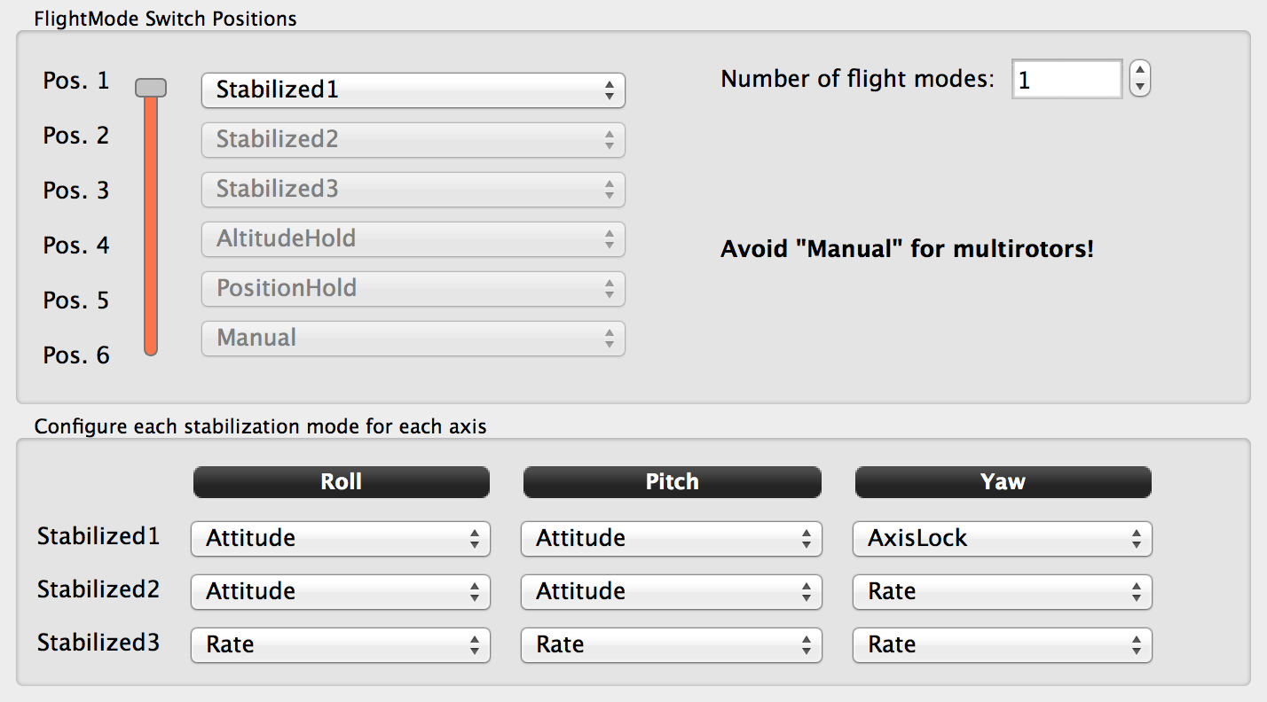 Flight mode configuration